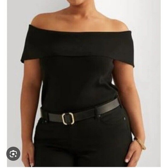 Lauren Ralph Lauren Women’s Off Shoulder Sweater Black Size 3X NWT - Picture 1 of 9